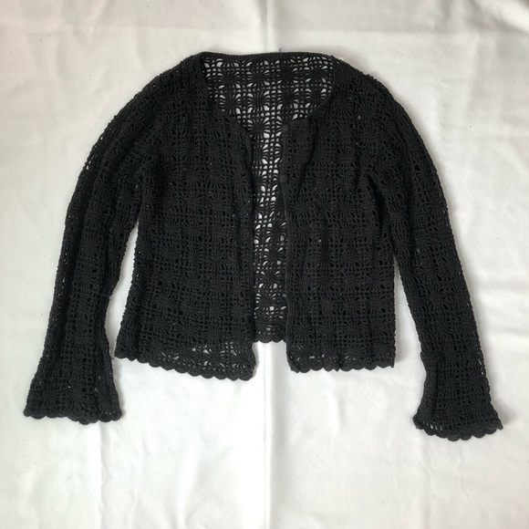 Black Crochet Button Front Cardigan - Picture 1 of 7